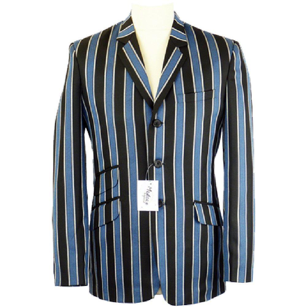 /Madcap England Mod Retro 60's 3 Button Stripe Boating Blazer Black